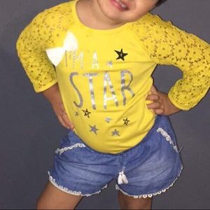 Mustard long sleeve lace top- 6 girls